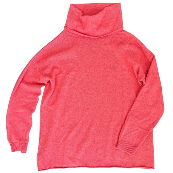 MaisonCashmere Italy Cowl Neck Oversized Cashmere Sweater in Coral Red Size L - Picture 2 of 10